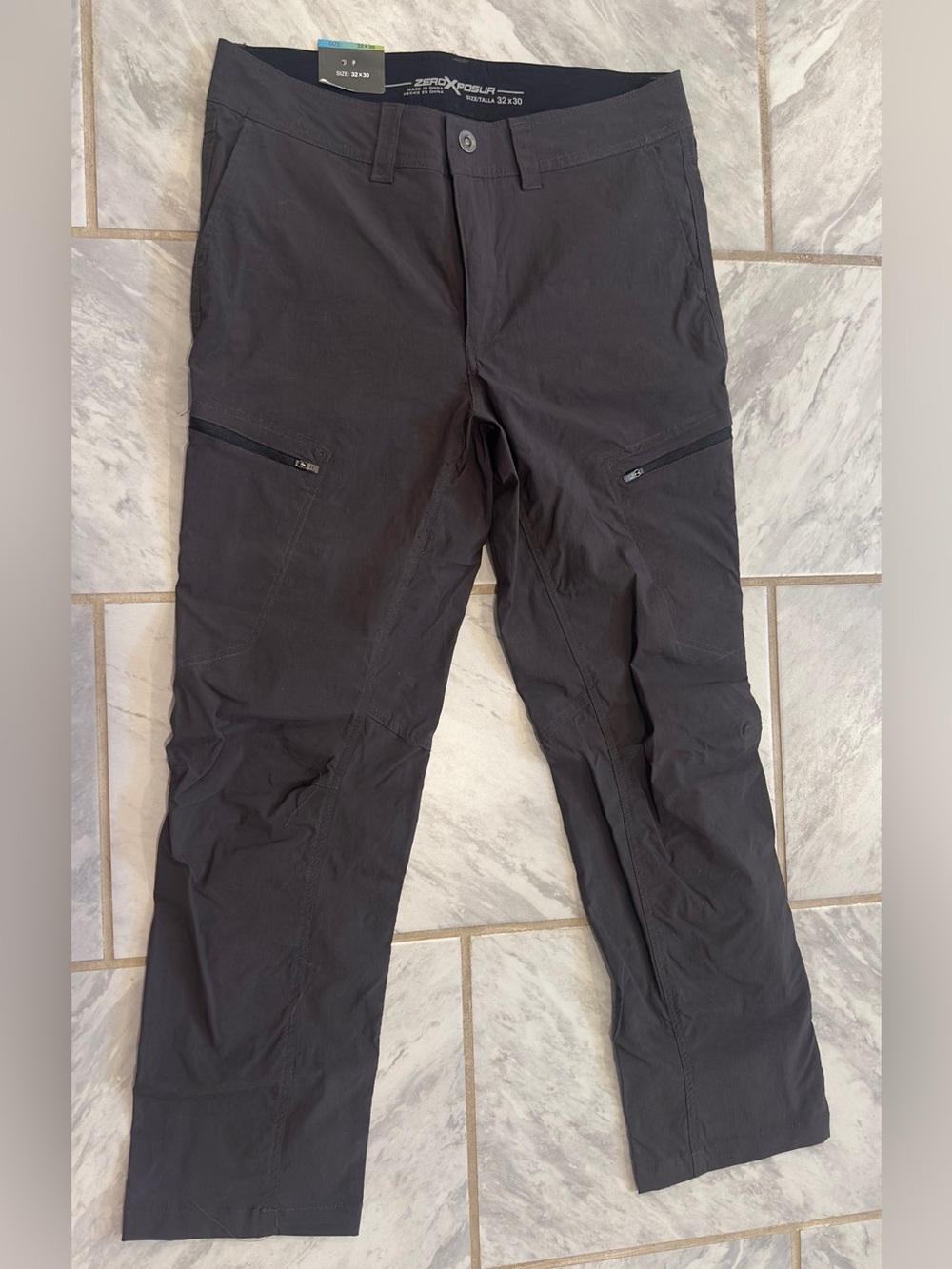 NWT Zero X Posur Mens All Terrain Gray Pants Size 32Wx30L Lightweight Stretch